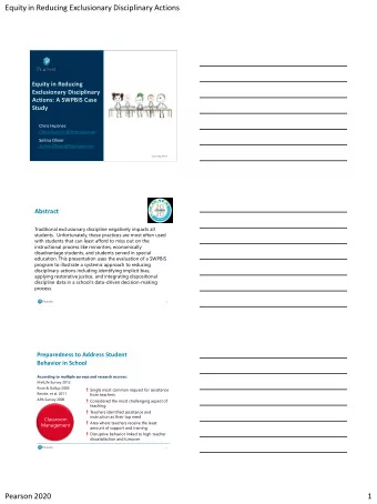Pearson 2020  1  Equity in Reducing Exclusionary Disciplinary Actions  Students and Teachers in