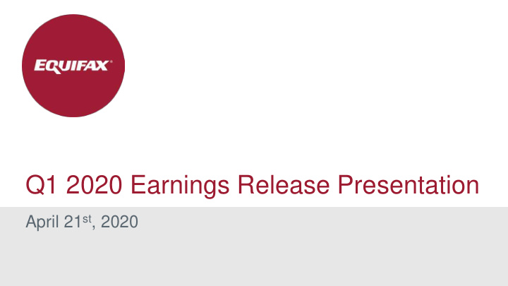 q1 2020 earnings release presentation