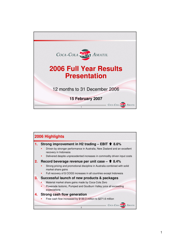 2006 full year results presentation