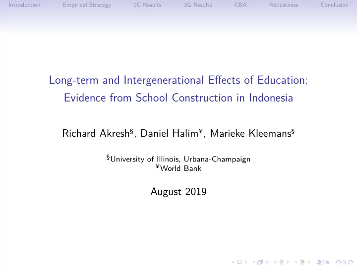 long term and intergenerational effects of education