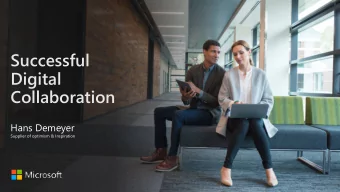 Successful  Digital  Collaboration  Hans Demeyer  Supplier of optimism &amp; Inspiration