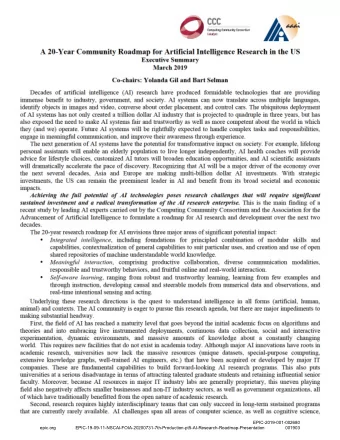 CCC  ~m puting  Comm  unity C  on  sortium  C..ta  lyst  A 20-Year Community Roadmap for Artificial