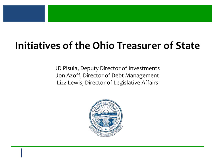 initiatives of the ohio treasurer of state