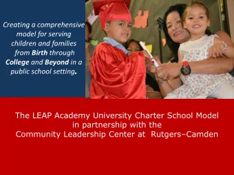 Presenters Dr. Gloria Bonilla-Santiago  Board of  Governors Distinguished Service Professor in