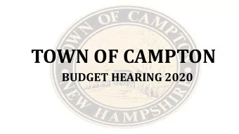 TOWN OF CAMPTON  BUDGET HEARING 2020  PROPERTY TAX COMPARISON-TAX DIS  ISTRICTS  *V  *Values ar
