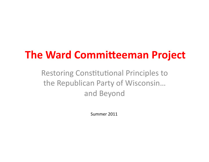 the ward commi eeman project