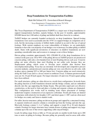 Deep Foundations for Transportation Facilities  Mark McClelland, P.E., Geotechnical Branch Manager