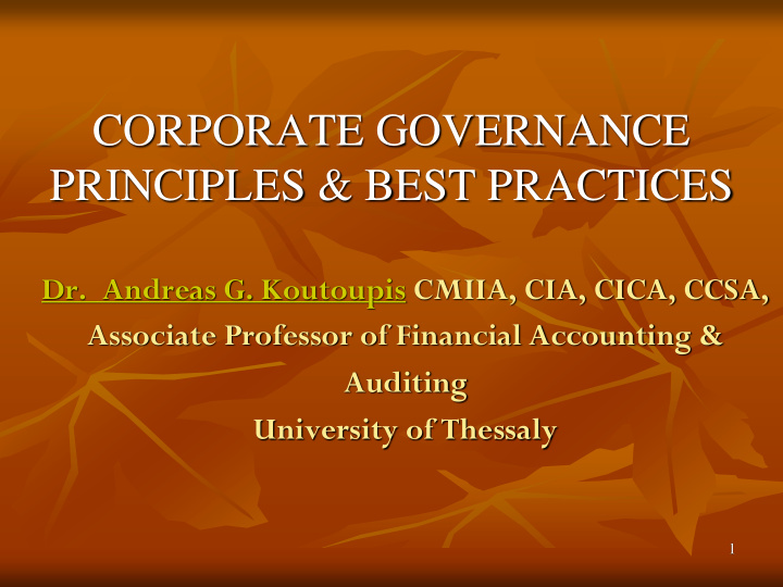 corporate governance principles best practices
