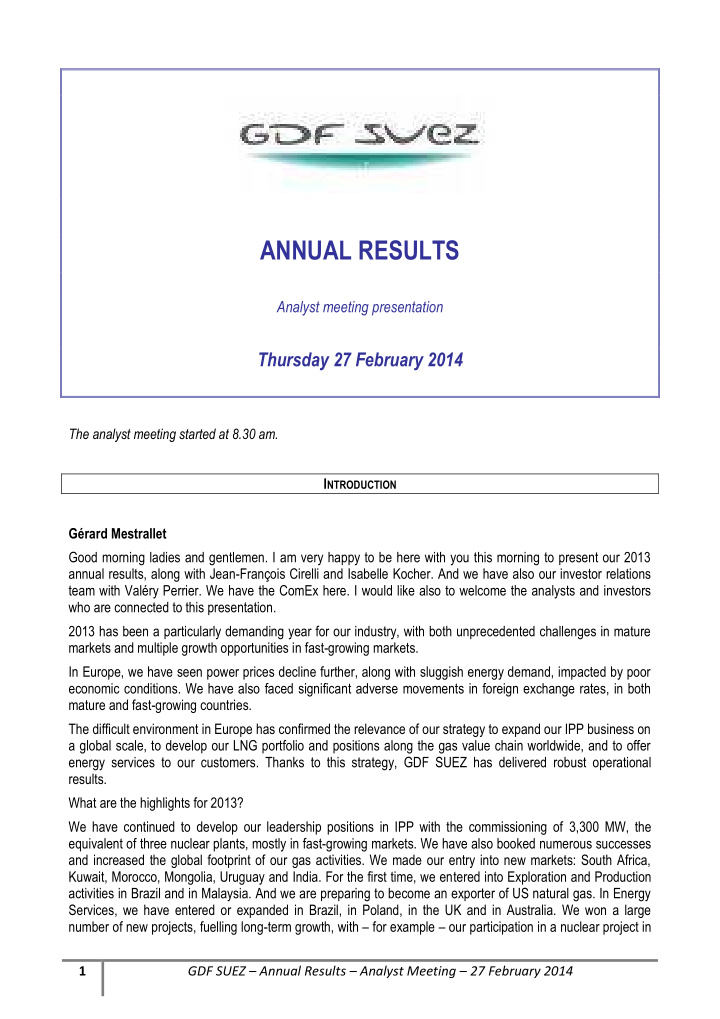 annual results