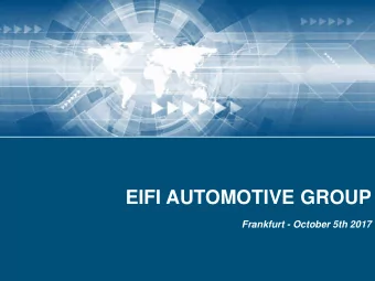 EIFI AUTOMOTIVE GROUP  Frankfurt - October 5th 2017  EIFI LEGAL COMMISSION  Compliance with the AT
