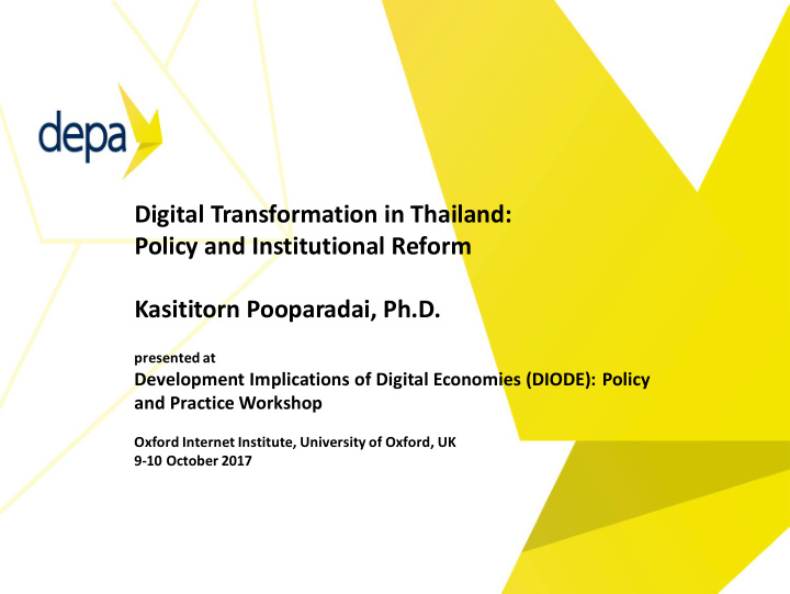 policy and institutional reform kasititorn pooparadai ph d