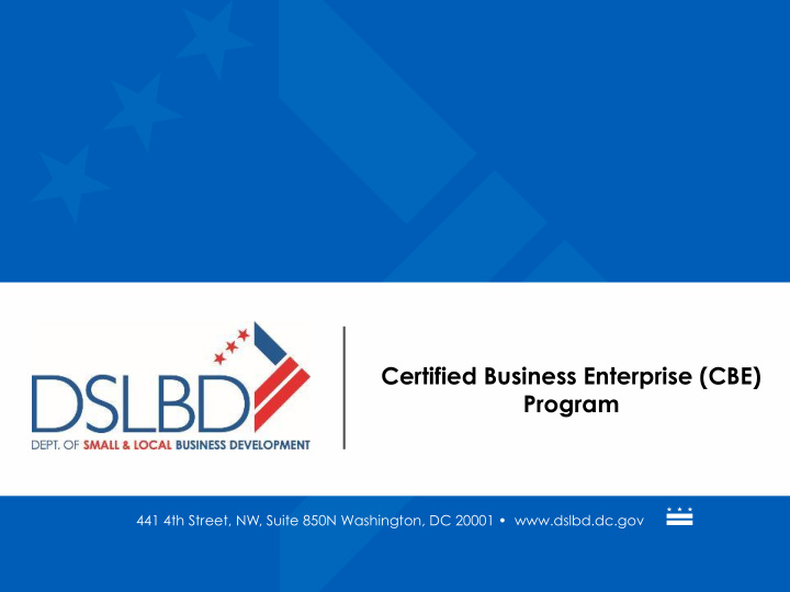 certified business enterprise cbe program