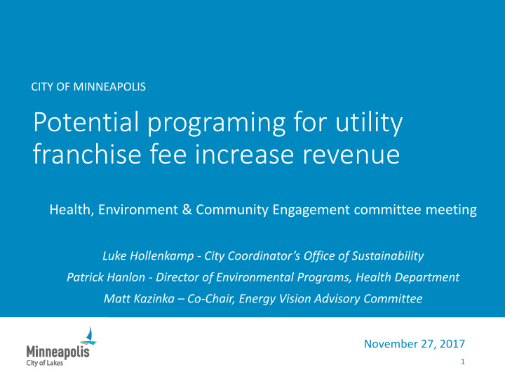 potential programing for utility franchise fee increase