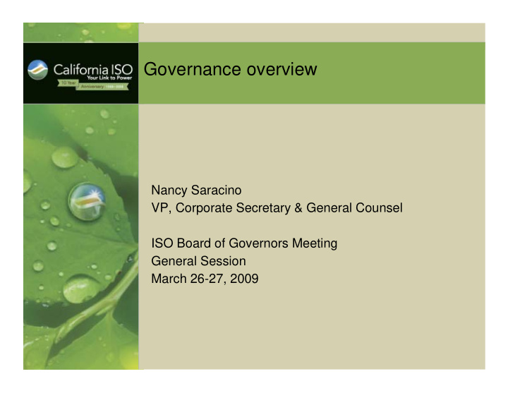 governance overview