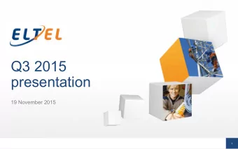 Q3 2015  presentation  19 November 2015  1  Todays presenters  Axel Hjrne  Gert Skld  Chief