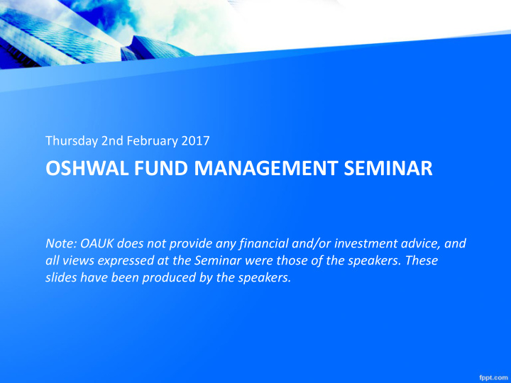 oshwal fund management seminar