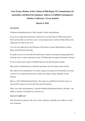 Tom Tynan, Member of the Cabinet of Phil Hogan, EU Commissioner for  Agriculture and Rural