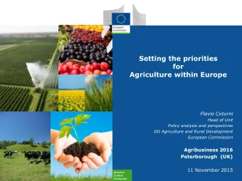 Setting the priorities  for  Agriculture within Europe  Flavio Coturni  Head of Unit  Policy