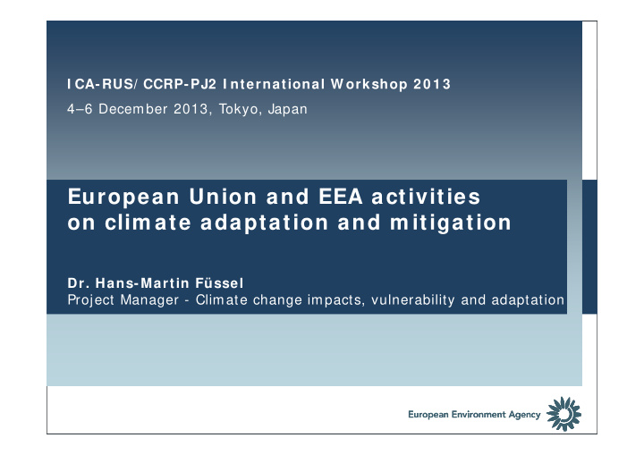 european union and eea activities on clim ate adaptation