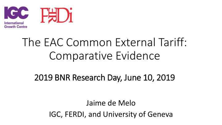 the eac common external tariff comparative evidence