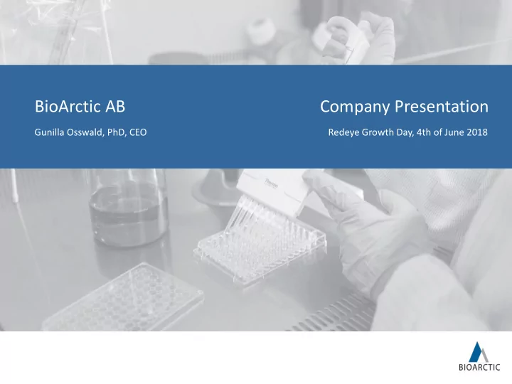 bioarctic ab company presentation