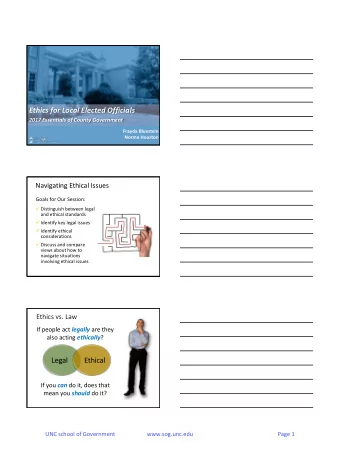 Ethics for Local Elected Officials  2017 Essentials of County Government  Frayda Bluestein  Norma