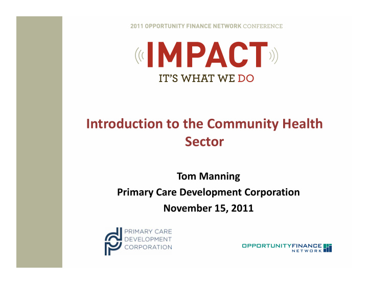 introduction to the community health sector