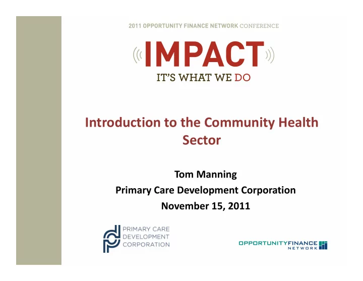 introduction to the community health sector