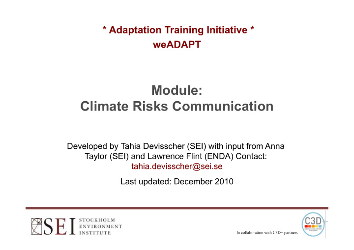 module climate risks communication