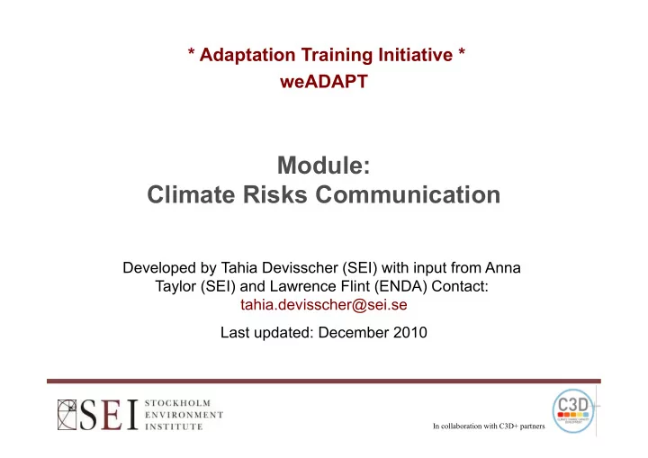 module climate risks communication