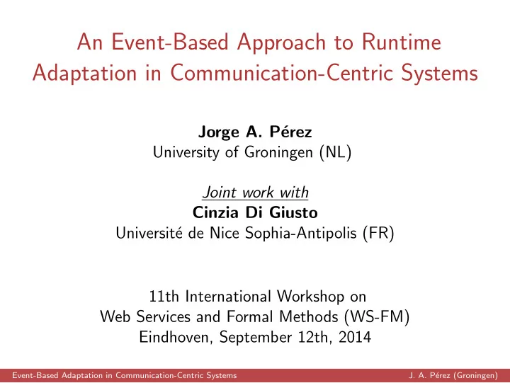 an event based approach to runtime adaptation in