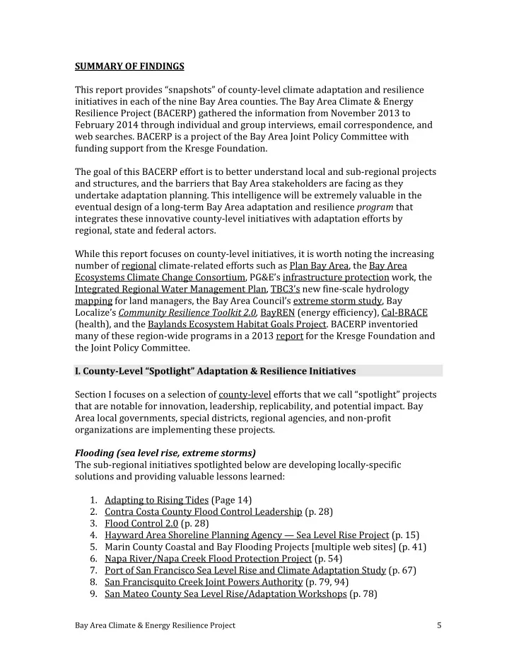 summary of findings this report provides snapshots of