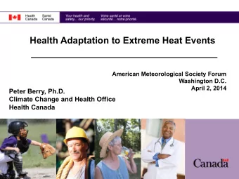 Health Adaptation to Extreme Heat Events  American Meteorological Society Forum  Washington D.C.
