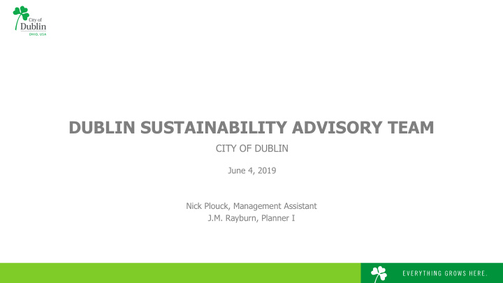 dublin sustainability advisory team