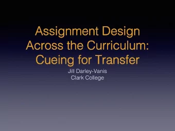 Assignment Design  Assignment Design  Across the Curriculum:  Across the Curriculum:  Cueing for