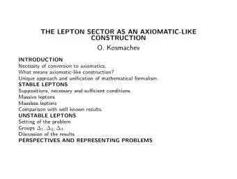 O. Kosmachev  INTRODUCTION  Necessity of conversion to axiomatics.  What means axiomatic-like