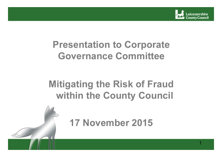 presentation to corporate governance committee mitigating