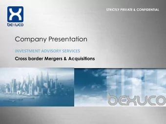 Company Presentation  INVESTMENT ADVISORY SERVICES  Cross border Mergers &amp; Acquisitions