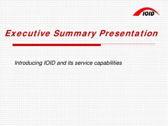 Executive Summary Presentation  Introducing IOID and its service capabilities  Introduction  Iran