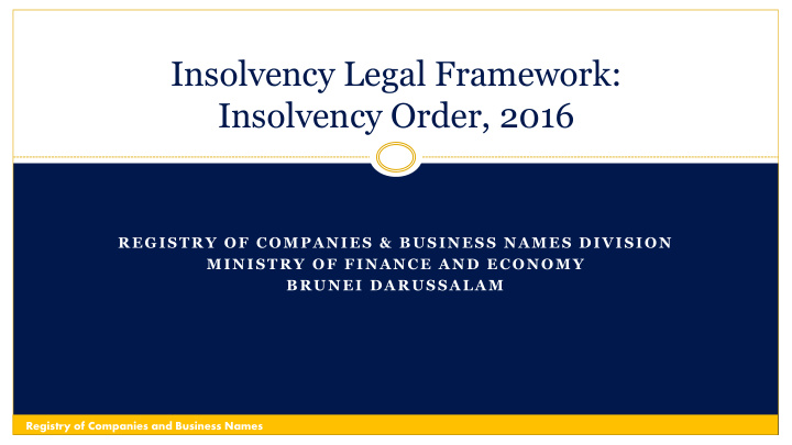 insolvency legal framework insolvency order 2016