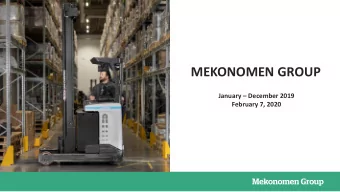 MEKONOMEN GROUP January  December 2019  February 7, 2020 Q4 2019  Stable performance in the