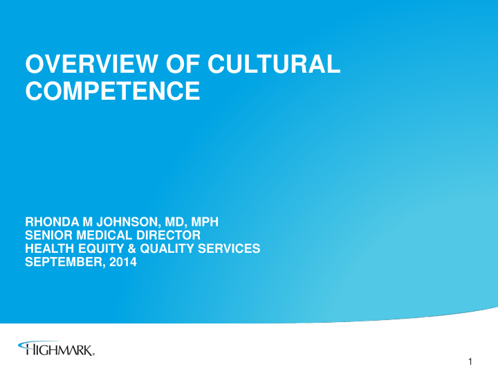 overview of cultural competence