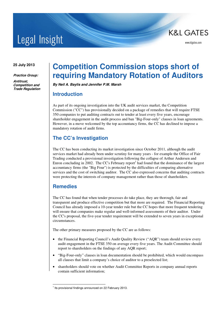 25 july 2013 competition commission stops short of