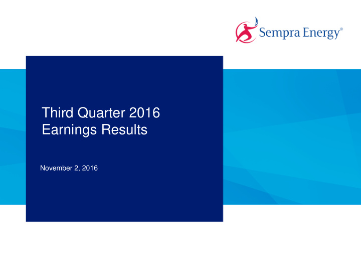 third quarter 2016 earnings results