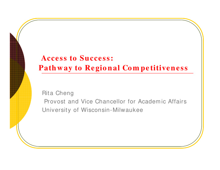 access to success pathway to regional com petitiveness