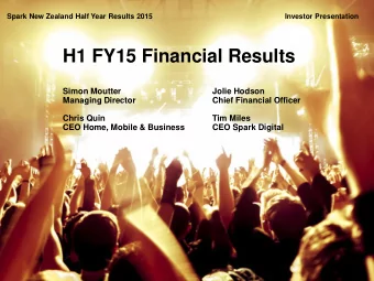 H1 FY15 Financial Results  Simon Moutter  Jolie Hodson  Managing Director  Chief Financial Officer