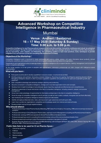 Mumbai  may be forecasting, sales analytics and Marketing. Our workshop enables to learn best