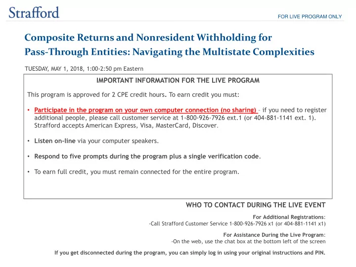 composite returns and nonresident withholding for pass