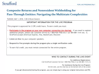 Composite Returns and Nonresident Withholding for  Pass-Through Entities: Navigating the Multistate