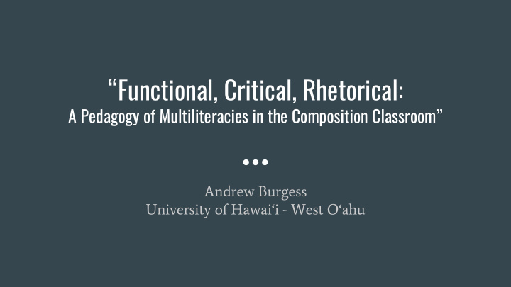 functional critical rhetorical